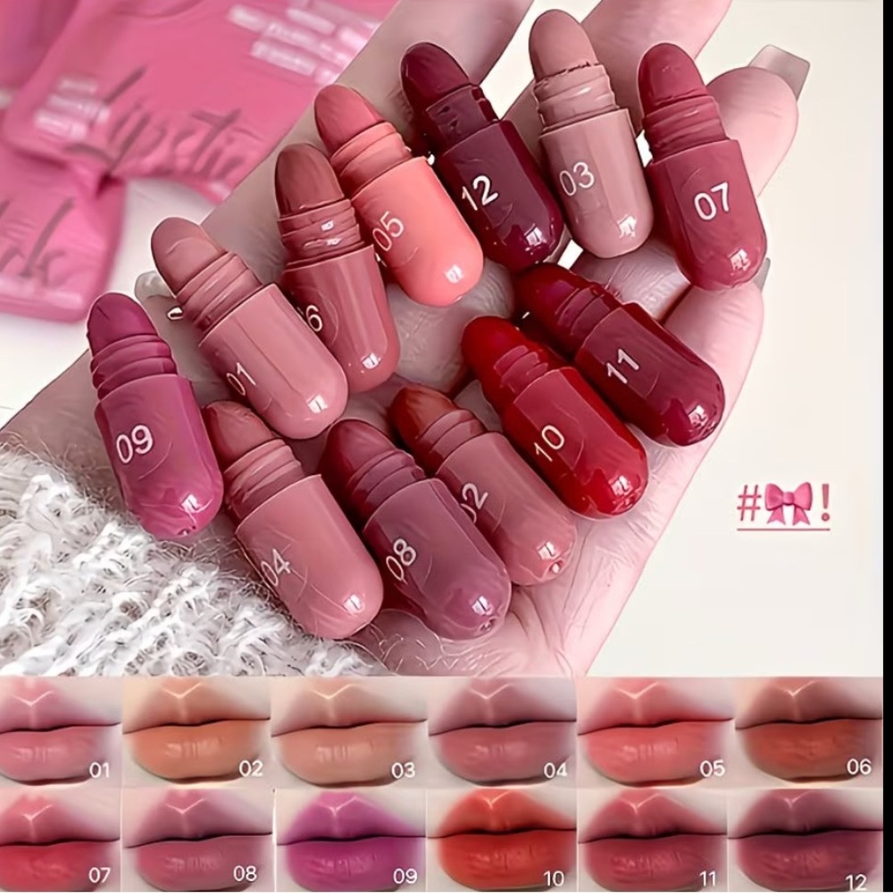 Unique Assorted 12 different color travel kit Capsule Lipsticks or everyday use